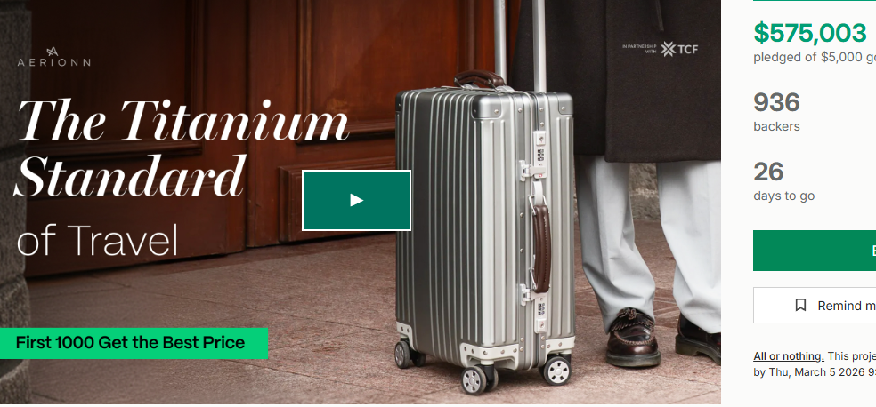 Aerionn Forma Titanium Carry-On Campaign Exceeds $500K on Kickstarter source image 2