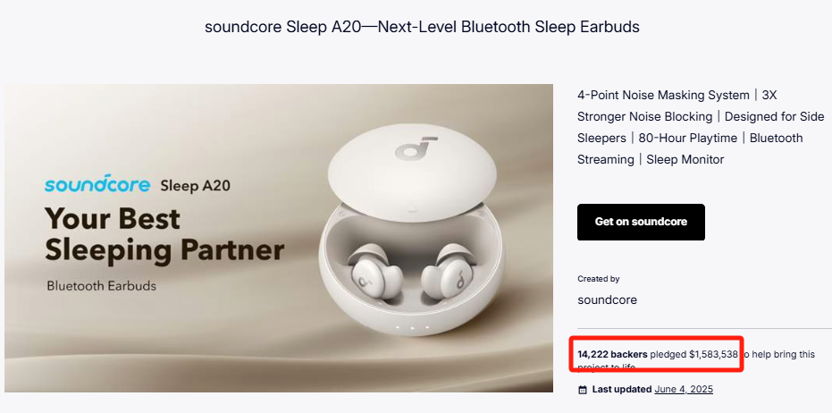 Soundcore Sleep A20: Smart Sleep Earbuds Raise $1.58M on Kickstarter