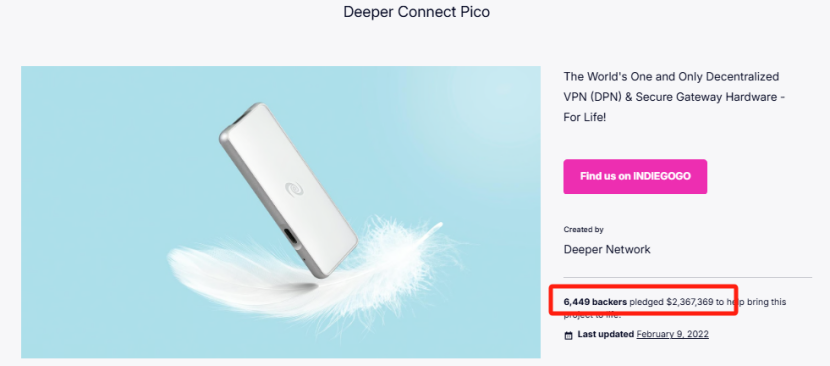 Deeper Connect Pico: The World's First Decentralized DPN Raises $2.36M on Kickstarter