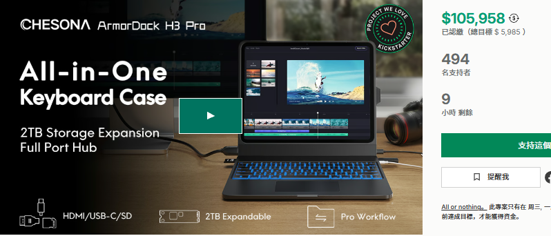 ChesonaH3Pro: iPad Mobile Workstation Raises Over $100K on Kickstarter