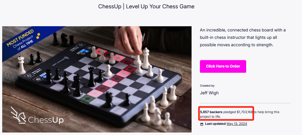 ChessUp Smart Chessboard: Innovating the Classic Game Through Crowdfunding