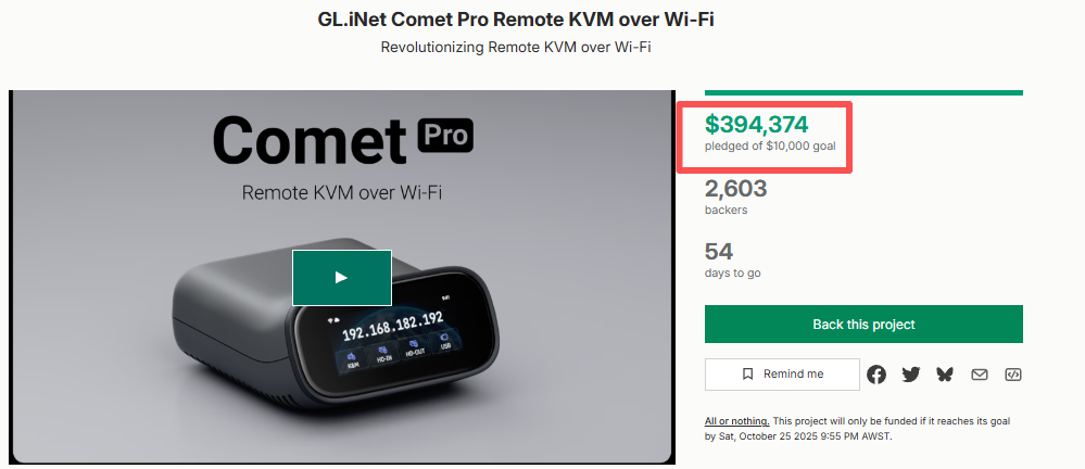 GL.iNet Comet Pro: A Wireless KVM Breaking Records on Kickstarter