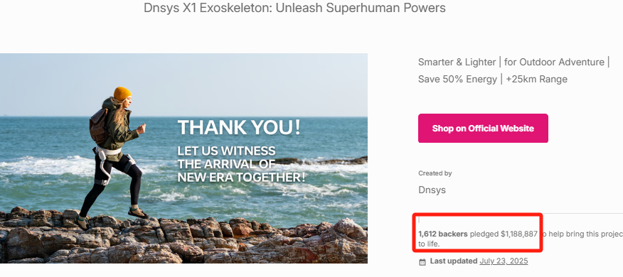 DnsysX1 Wearable Exoskeleton Raises $1.18M on Kickstarter