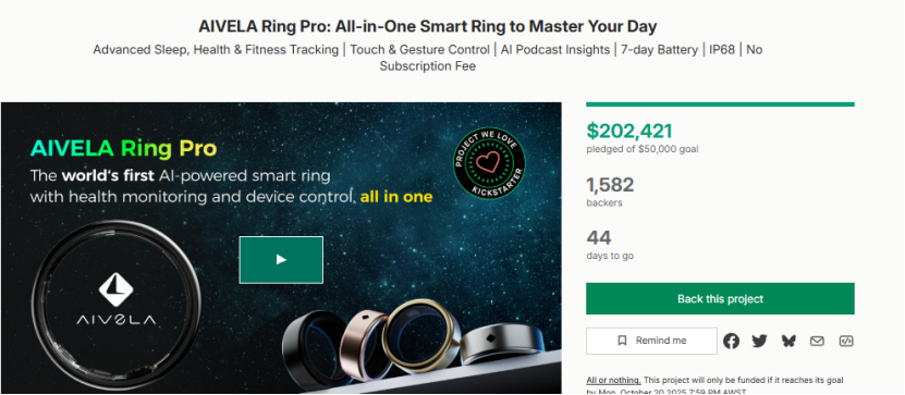 AIVELA RingPro: Is This the Next Million-Dollar AI Smart Ring Crowdfunding Campaign?