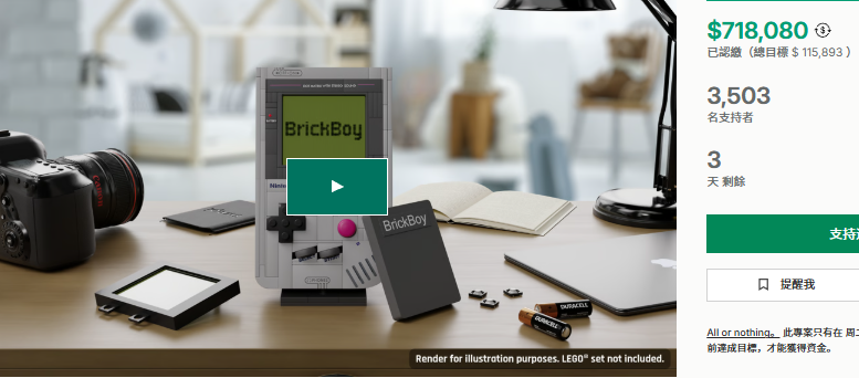 PledgeRadar Analysis: BrickBoy LEGO Game Boy Accessory Exceeds $700K on Kickstarter
